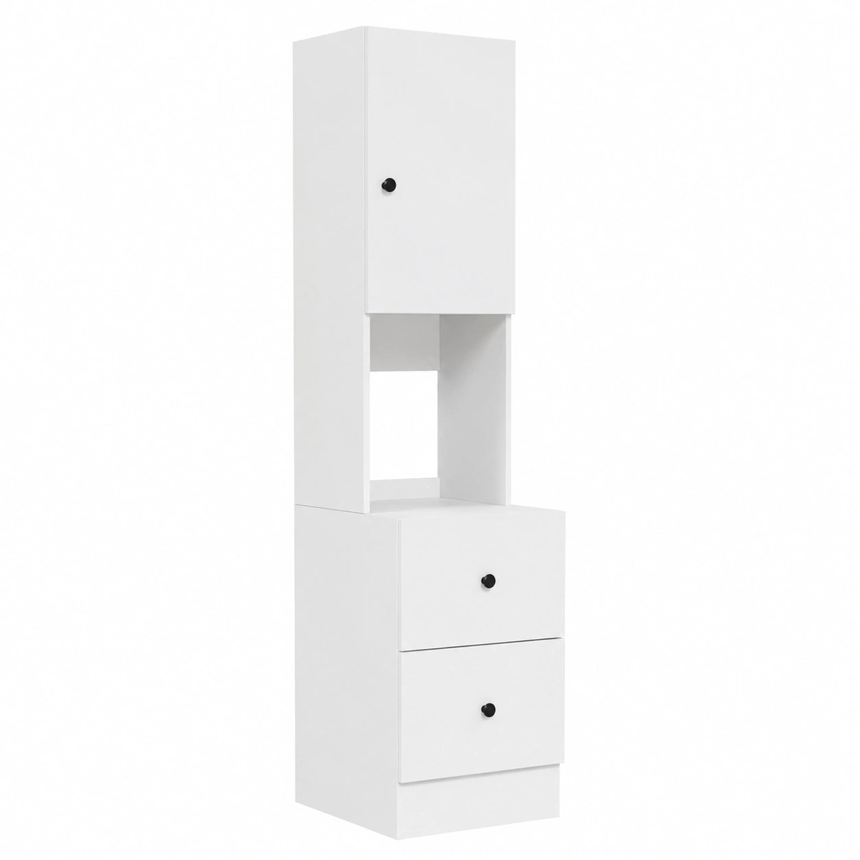 Credenza da Cucina in Legno Bianco con Ante e Cassetti