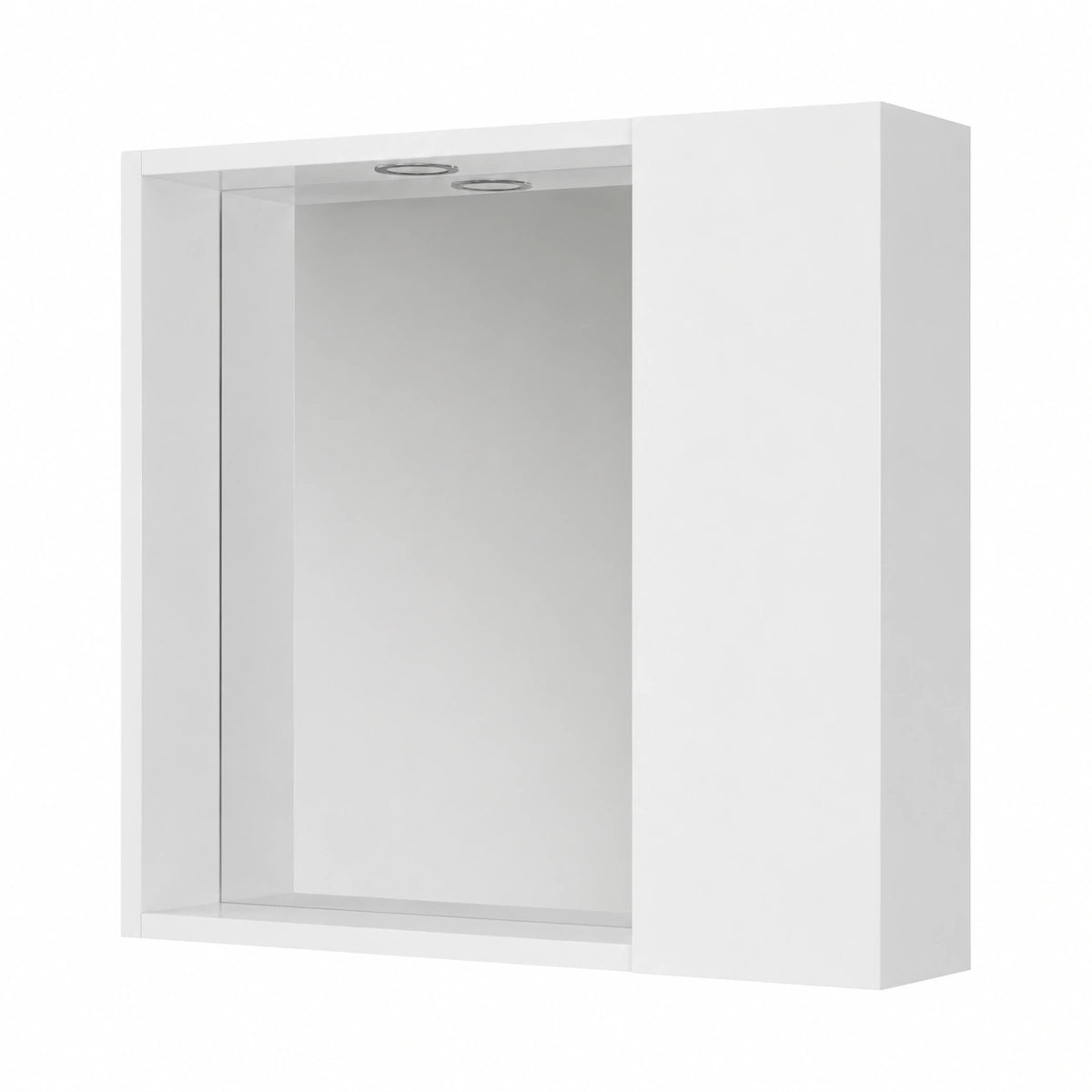 Armadietto con Specchio e Luce LED per Bagno, Bianco Lucido, 60x16x60 cm
