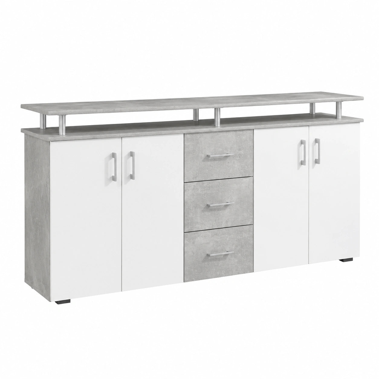 AVANTI TRENDSTORE - Lift - Credenza Moderna con 4 Ante e 3 Cassetti, Laminato Bicolore, 176,5x90x38,5 cm