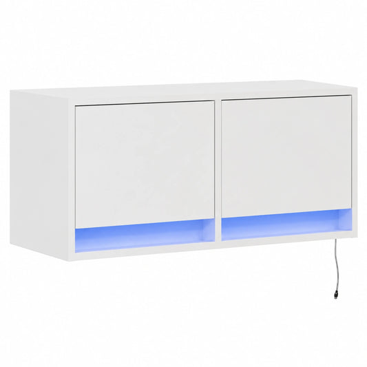 Mobile TV Sospeso Bianco con LED 80x31x35 cm