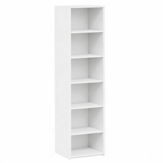 Armadio Alto in Legno Bianco 45x41x185 cm con Ripiani