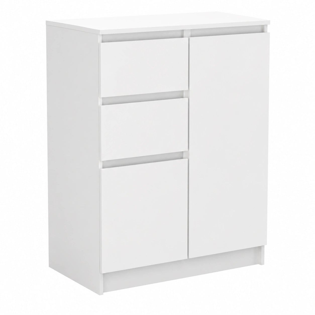 Cassettiera Salvaspazio con 2 Ante e 2 Cassetti per Ingresso, Camera e Ufficio, 70x40x97 cm - Colore Bianco