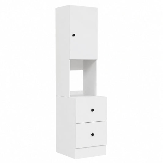 Credenza da Cucina in Legno Bianco con Ante e Cassetti
