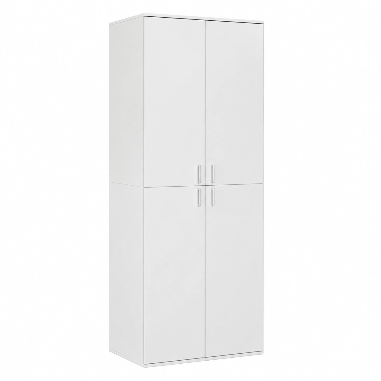 Armadio Alto in Legno Multistrato Bianco 60x35x180 cm con Ripiani