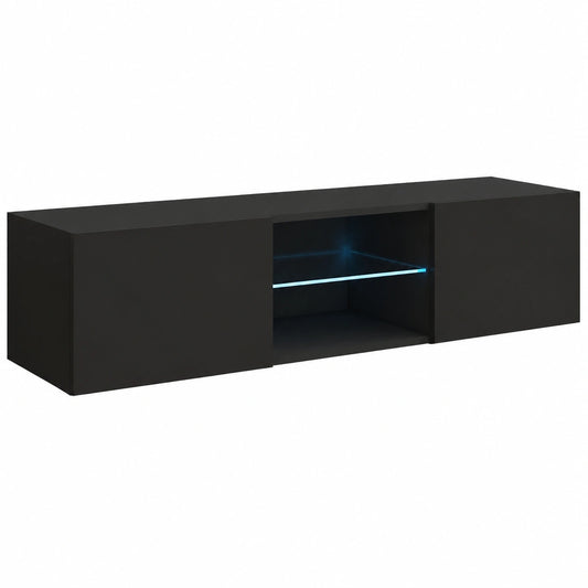 Mobile TV da Parete con LED, Nero, 160x38.5x30 cm