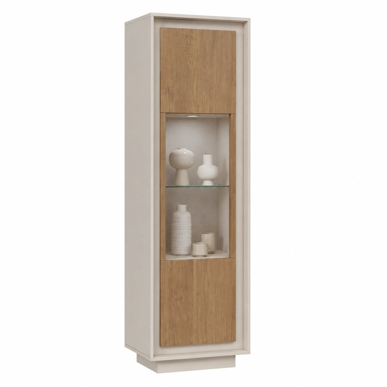 Vetrina Moderna 1 Anta Sky Made in Italy per Salotto e Cucina - Colore Cashmere/Mercure