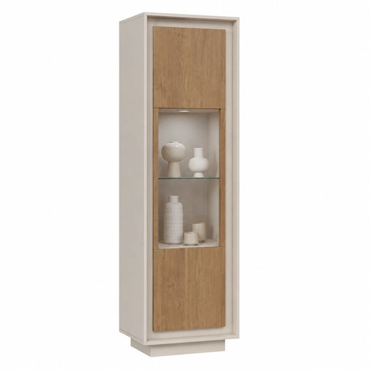 Vetrina Moderna 1 Anta Sky Made in Italy per Salotto e Cucina - Colore Cashmere/Mercure