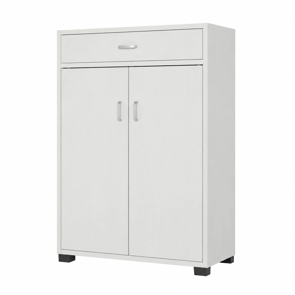 Armadio Multiuso Moderno con Cassetto e Ripiani in Legno MDF Bianco