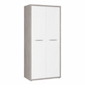 Armadio Disegno con 2 Ante in Cemento e Bianco Laccato, 81,6x217,5x35,7 cm, per Ufficio e Studio, Made in Italy