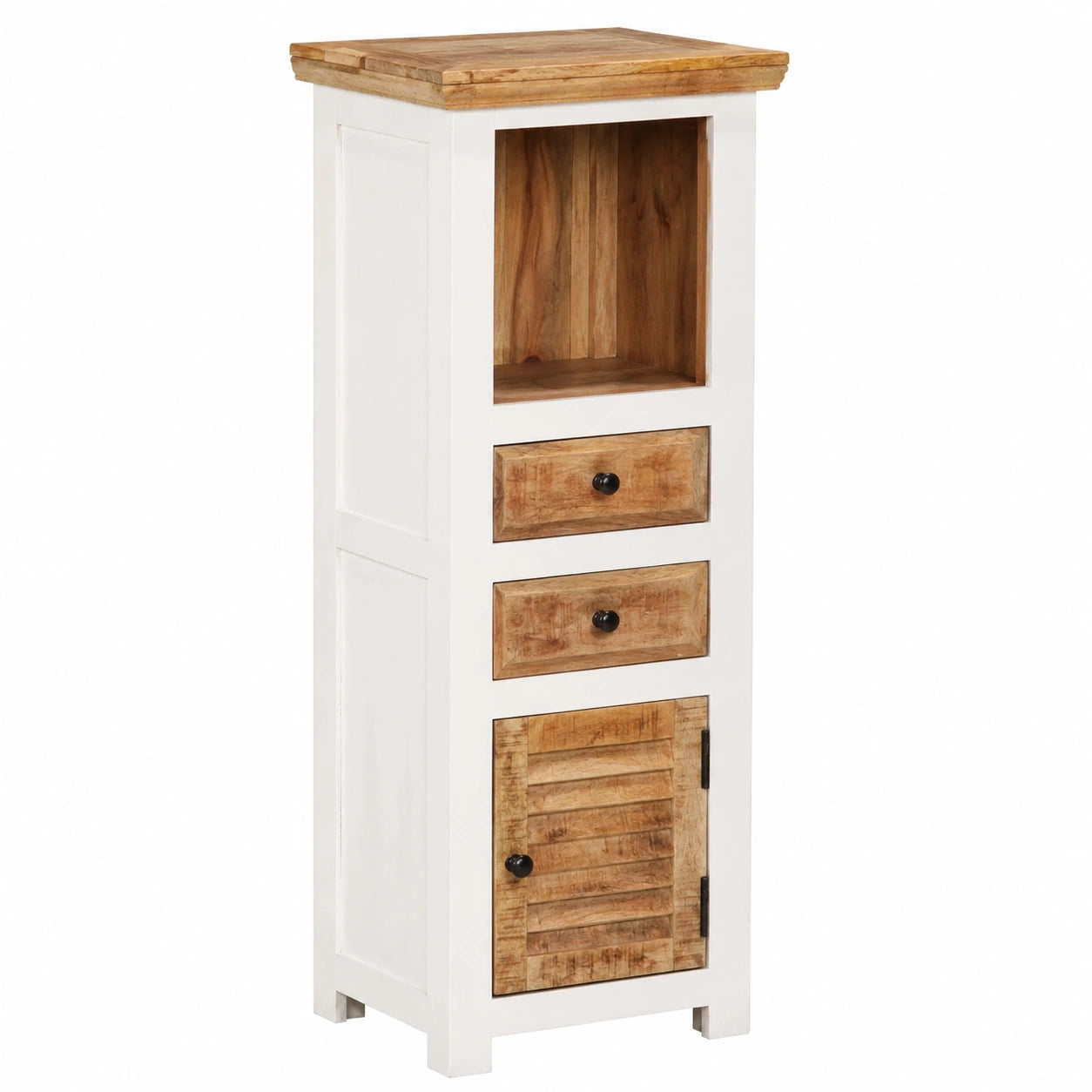 Credenza in Legno di Mango e Acacia 40x30x110 cm - Mobile Buffet per Cucina e Sala da Pranzo