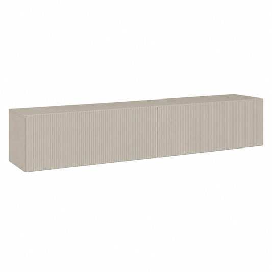 Mobile TV da Parete Selsey con Ante Moderne, Mensola per Soggiorno, 200 cm, Beige Grigiastro