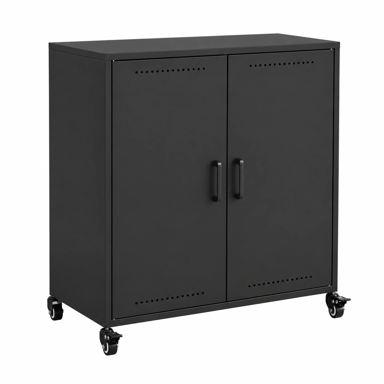 Credenza Moderna Nera in Acciaio 68x39x72 cm per Soggiorno