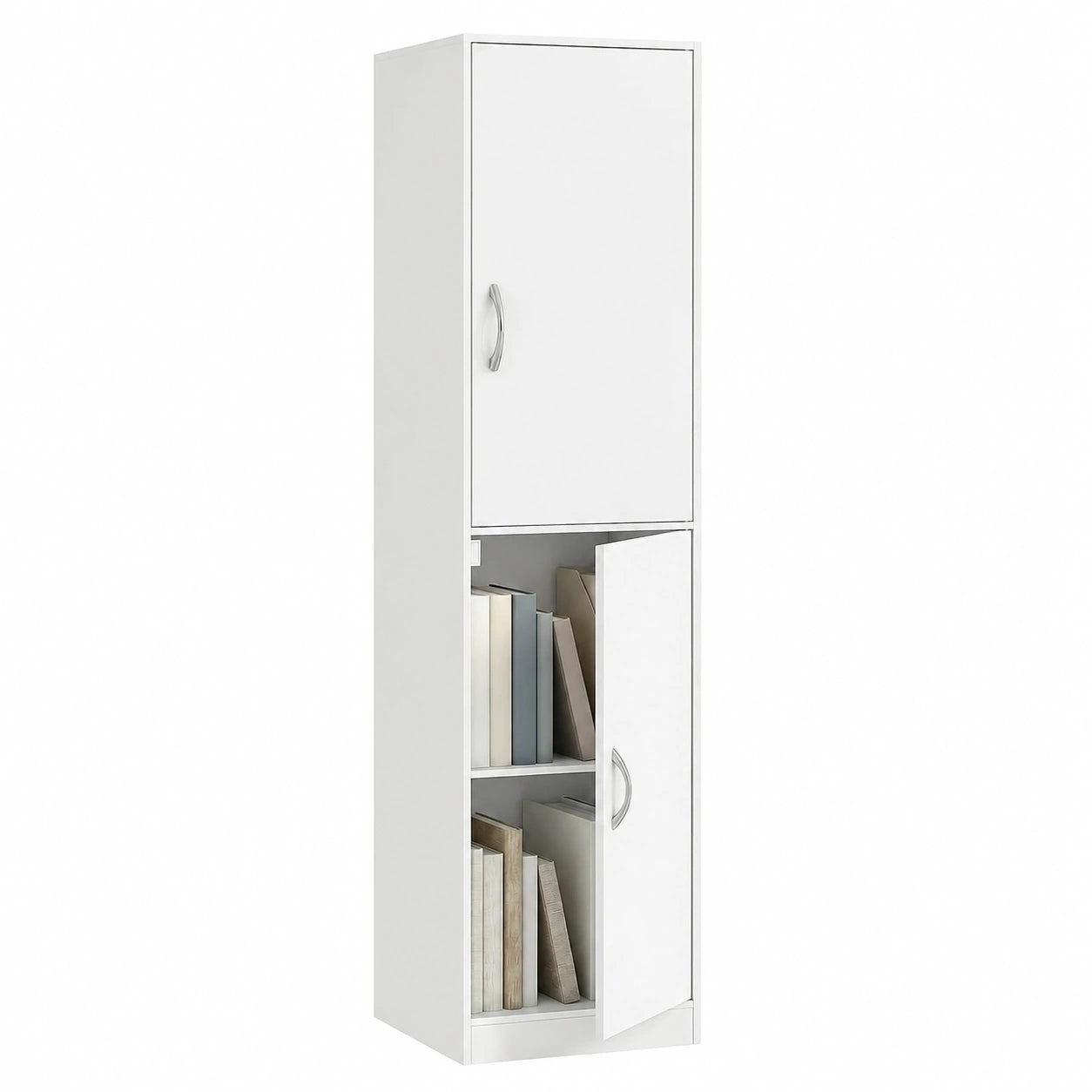 Libreria Verticale HOMCOM 180 cm, Scaffale Bianco Salvaspazio a 5 Ripiani Regolabili