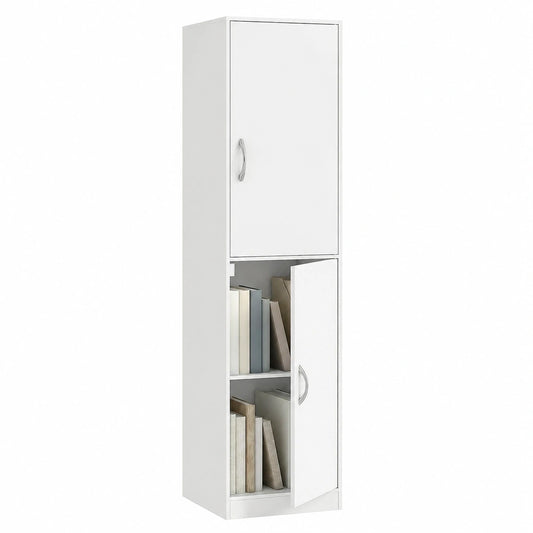Libreria Verticale HOMCOM 180 cm, Scaffale Bianco Salvaspazio a 5 Ripiani Regolabili