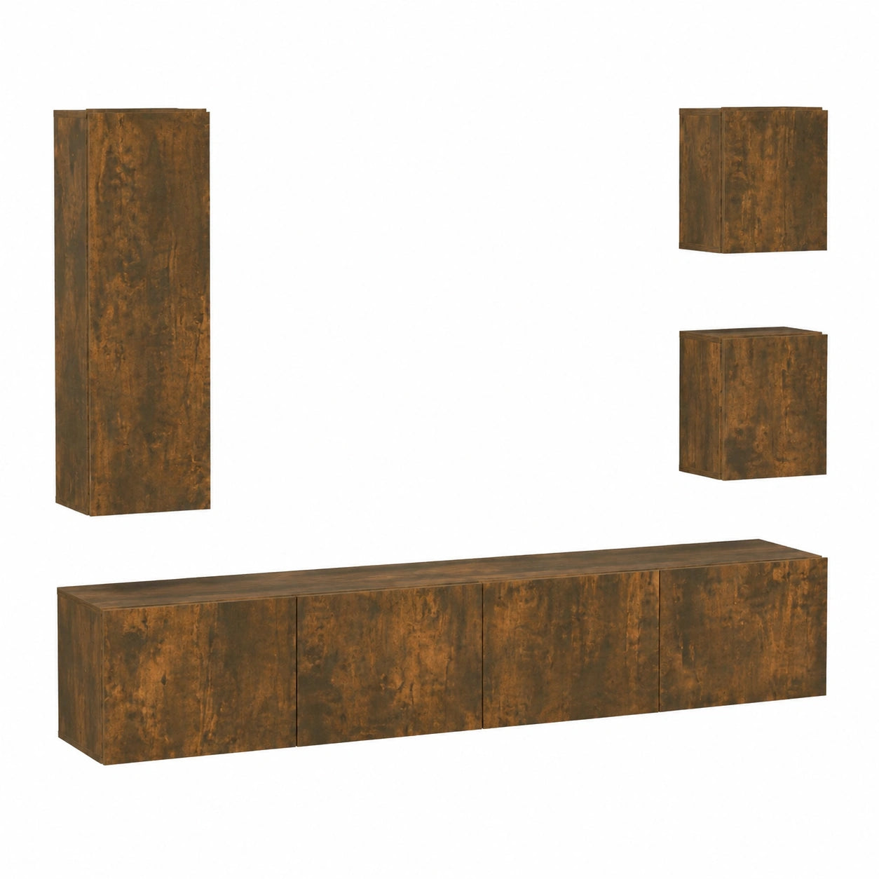 Set Mobili TV Moderni in Rovere Affumicato da Soggiorno, Mobile Basso Sospeso in Legno per Arredo Versatile