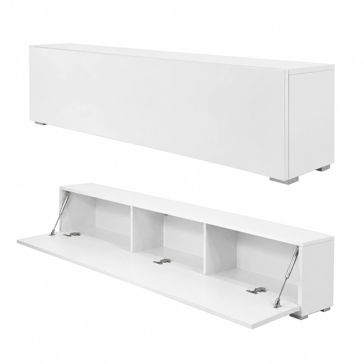 Armadietto TV Moderno Suspeso, Design Elegante Bianco Lucido, Facile Montaggio, Adatto per Soggiorno e Camera da Letto
