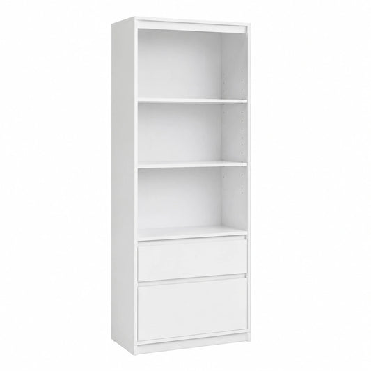 VASAGLE Scaffale Alto con Ripiani Regolabili e 3 Cassetti, 180 cm, per Soggiorno o Studio, Design Moderno, Bianco