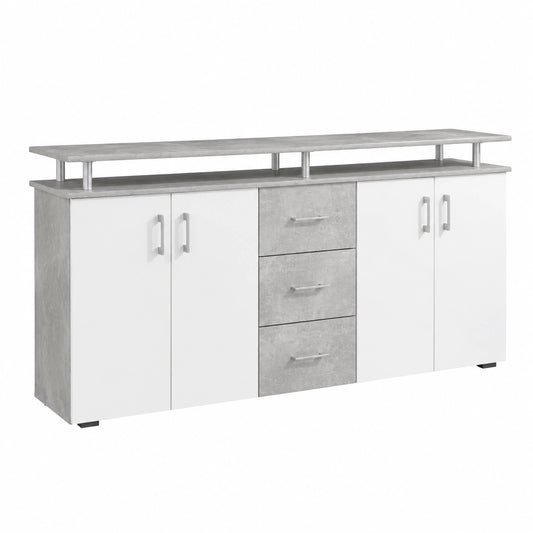 AVANTI TRENDSTORE - Lift - Credenza Moderna con 4 Ante e 3 Cassetti, Laminato Bicolore, 176,5x90x38,5 cm