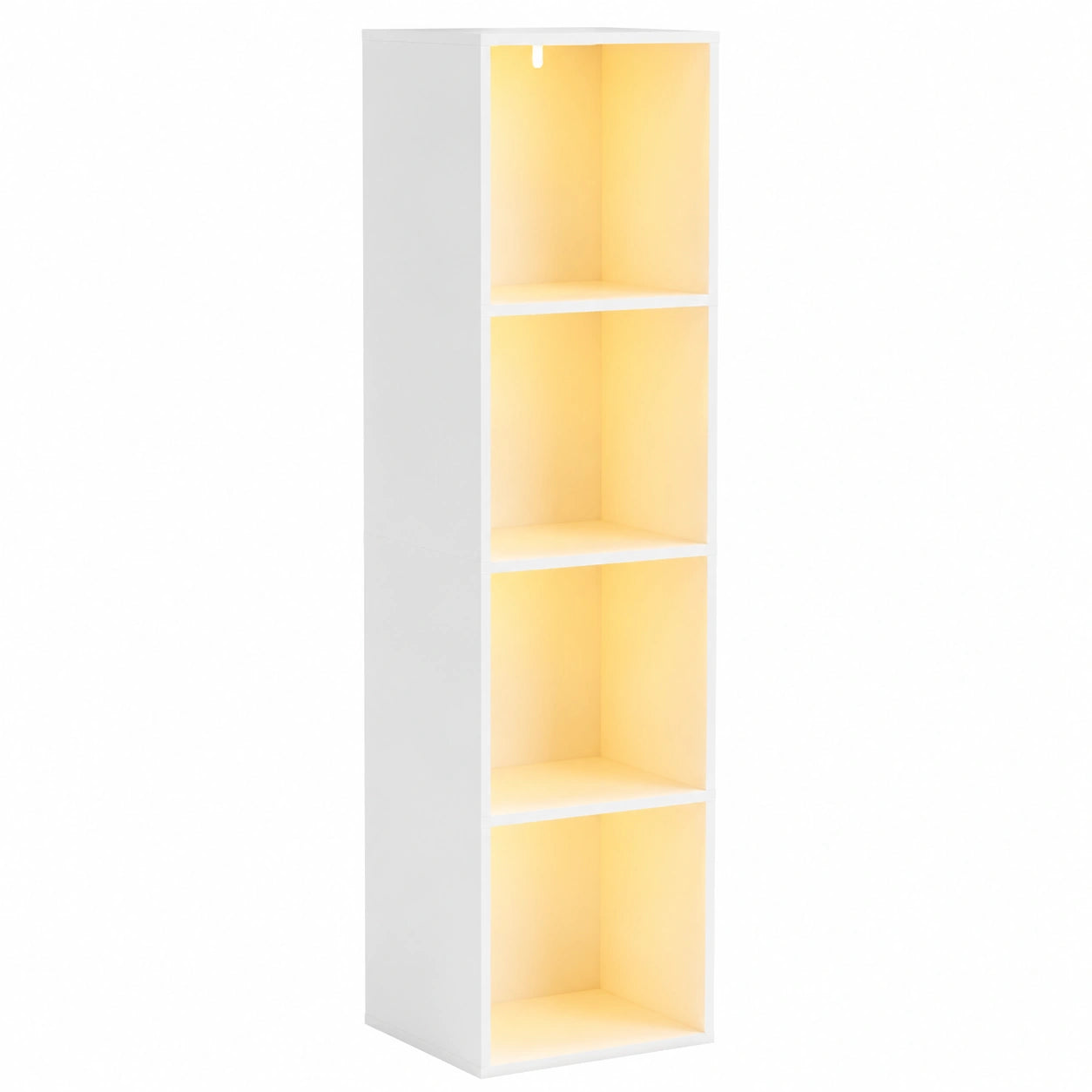Scaffale Moderno WOLTU con LED, 4 Ripiani e Sistema Antiribaltamento, 40x29x170 cm, Bianco per Casa