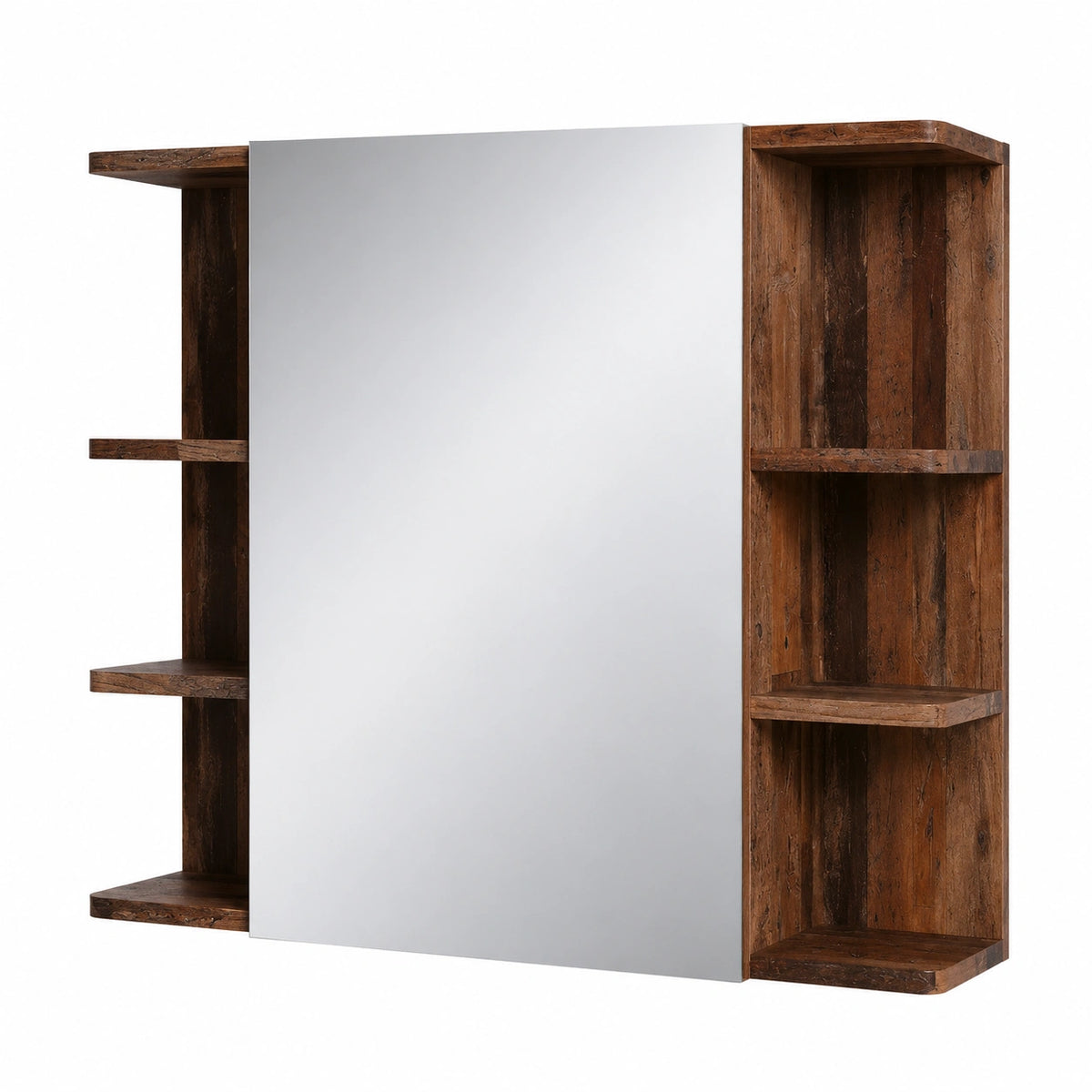 Armadio a specchio per bagno Fynn, stile retr¨°, 80x64 cm, con specchio e mensole, montaggio a parete